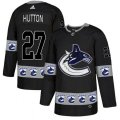 Vancouver Canucks #27 Ben Hutton Authentic Black Team Logo Fashion NHL Jersey