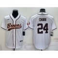 Cleveland Browns #24 Nick Chubb White Stitched Cool Base Nike Baseball Jersey