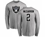 Oakland Raiders #2 AJ McCarron Ash Name & Number Logo Long Sleeve T-Shirt