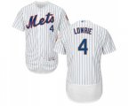 New York Mets #4 Jed Lowrie White Home Flex Base Authentic Collection Baseball Jersey