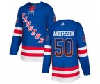 Adidas New York Rangers #50 Lias Andersson Authentic Royal Blue Drift Fashion NHL Jersey