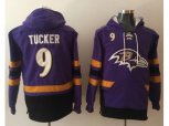 Baltimore Ravens #9 Justin Tucker Purple Black Name & Number Pullover NFL Hoodie