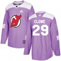 New Jersey Devils #29 Ryane Clowe Authentic Purple Fights Cancer Practice NHL Jersey