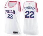 Women's Philadelphia 76ers #22 Wilson Chandler Swingman White Pink Fashion Basketball Jersey