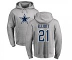 Dallas Cowboys #21 Ezekiel Elliott Ash Name & Number Logo Pullover Hoodie