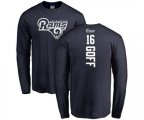 Los Angeles Rams #16 Jared Goff Navy Blue Backer Long Sleeve T-Shirt