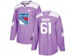 Adidas New York Rangers #61 Rick Nash Purple Authentic Fights Cancer Stitched NHL Jersey