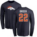 Denver Broncos #22 Tramaine Brock Navy Blue Name & Number Logo Long Sleeve T-Shirt