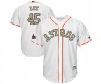 Houston Astros #45 Carlos Lee Replica White 2018 Gold Program Cool Base MLB Jersey