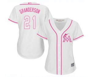 Women\'s Miami Marlins #21 Curtis Granderson Replica White Fashion Cool Base Baseball Jersey