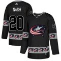 Columbus Blue Jackets #20 Riley Nash Authentic Black Team Logo Fashion NHL Jersey