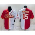 Kansas City Chiefs #15 Patrick Mahomes Red White Two Tone With Patch Cool Base Stitched Baseball Jersey