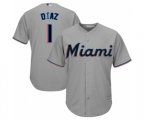 Miami Marlins Isan Diaz Replica Grey Road Cool Base Baseball Player Jersey