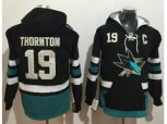 San Jose Sharks #19 Joe Thornton Black Name & Number Pullover NHL Hoodie