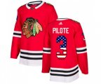 Chicago Blackhawks #3 Pierre Pilote Authentic Red USA Flag Fashion NHL Jersey