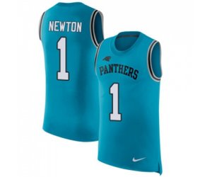 Carolina Panthers #1 Cam Newton Limited Blue Rush Player Name & Number Tank Top Football Jersey