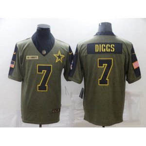 Dallas Cowboys #7 Trevon Diggs Olive Gold 2021 Salute To Service Limited Player Jersey