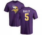 Minnesota Vikings #5 Dan Bailey Purple Name & Number Logo T-Shirt
