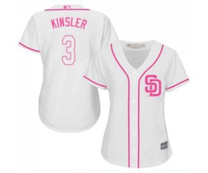 Women\'s San Diego Padres #3 Ian Kinsler Authentic White Fashion Cool Base Baseball Jersey