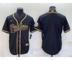 Green Bay Packers Blank Black Gold With Patch Cool Base Stitched Baseball Jersey