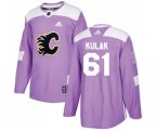 Calgary Flames #61 Brett Kulak Authentic Purple Fights Cancer Practice Hockey Jersey